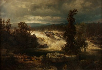 De Labrofossen bij Kongsberg in Noorwegen door August Wilhelm Leu