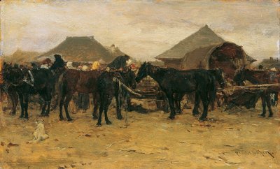 Paardenmarkt in Szolnok I door August von Pettenkofen