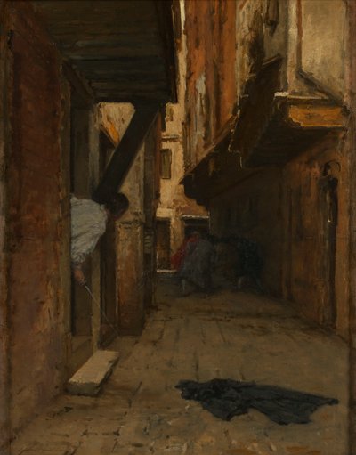 Straatgevecht in een Venetiaans steegje door August von Pettenkofen