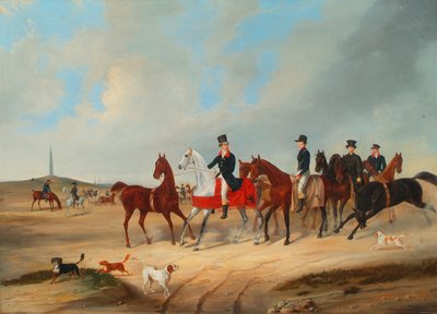 Ruiterkavalkade met honden door August von Rentzell