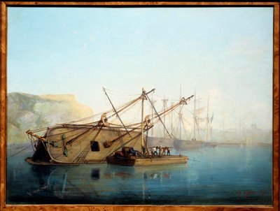 Een zeilboot met een carenage, aquarel door Auguste Aiguier (1819-1865) door Auguste Aiguier