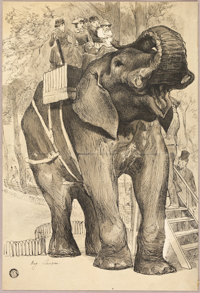 Olifant met ruiters door Auguste Andre Lancon