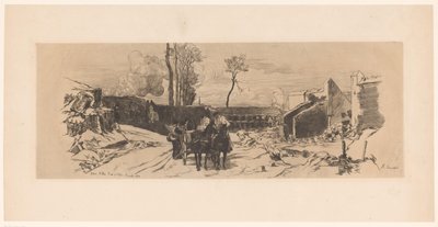 Soldaten op een paardenkar tijdens de Frans-Duitse Oorlog door Auguste Andre Lancon