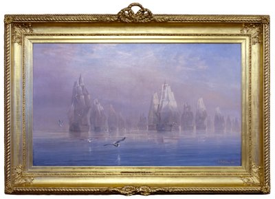 De slag om Trafalgar, 21 okt. 1805, 6 uur 50 m. A.M. De slaglinie door Auguste Ballin