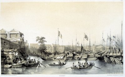 Europese factorijen in Canton (illustraties) door Auguste Borget