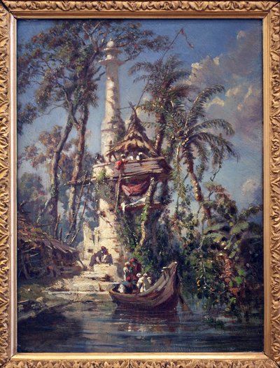 Observatorium aan de oevers van de Hoogly-rivier (Bengalen, India) door Auguste Borget