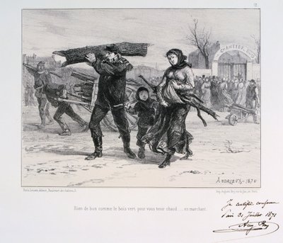 Hout verzamelen, Beleg van Parijs, Frans-Pruisische Oorlog door Auguste Bry