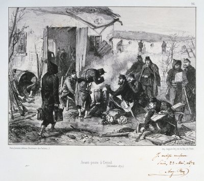 Franse voorpost bij Créteil, Beleg van Parijs, Frans-Pruisische Oorlog, december 1870 1872 door Auguste Bry