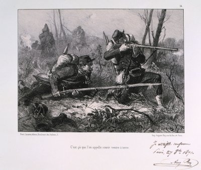 Franse soldaten, Beleg van Parijs, 1871 door Auguste Bry