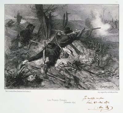 Les Francs-Tireurs, Beleg van Parijs, Frans-Pruisische Oorlog, december 1870 door Auguste Bry