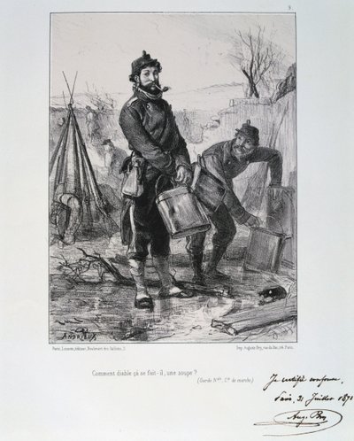 Soldaten van de Garde Nationale, Beleg van Parijs, 1870-1871 door Auguste Bry