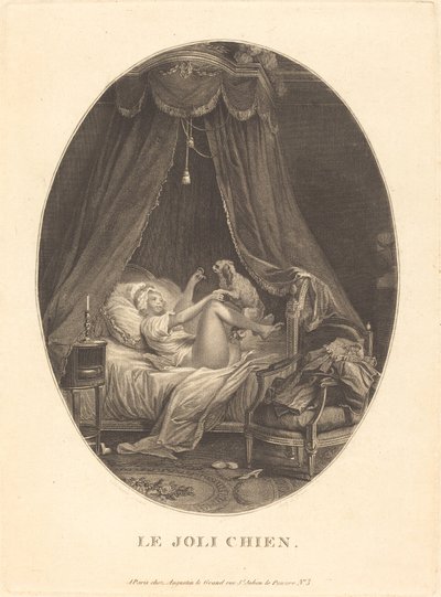 De mooie hond door Auguste Claude Simon Legrand after Nicolas Lavreince