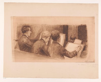 Les in de tekenschool door Auguste Danse (signed by artist)