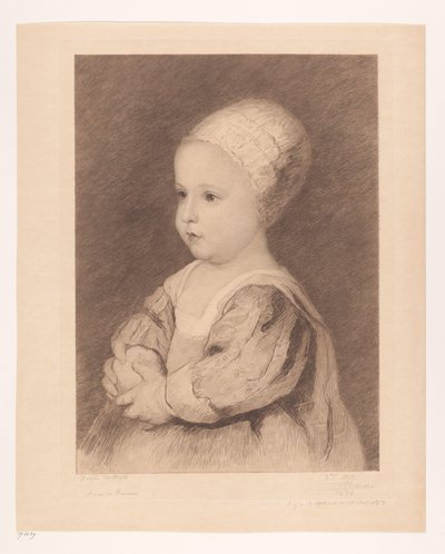 Portret van een onbekend kind door Auguste Danse (signed by artist)