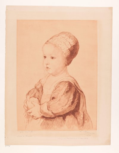 Portret van een onbekend kind door Auguste Danse (signed by artist)