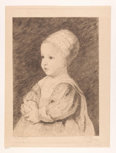 Portret van een onbekend kind door Auguste Danse (signed by artist)