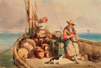 Twee figuren op een boot, 1843 door Auguste Delacroix