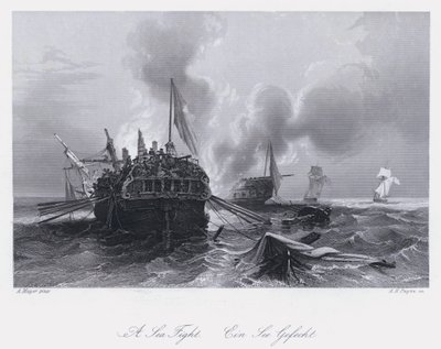 Een Zeeslag door Auguste Etienne Francois Mayer