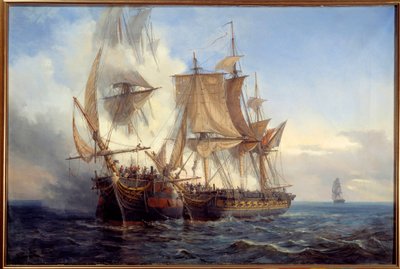 Slag tussen de Bellona en Lord Nelson door Auguste Etienne Francois Mayer