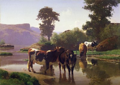Vee bij een meer door Auguste Francois Bonheur
