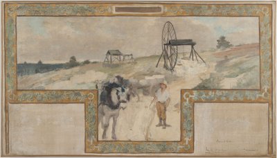 Schets voor de trouwzaal van het stadhuis van Arcueil-Cachan: Werk in de steengroeve door Auguste Francois Gorguet
