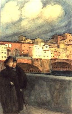 De Ponte Vecchio, Florence door Auguste Francois Gorguet