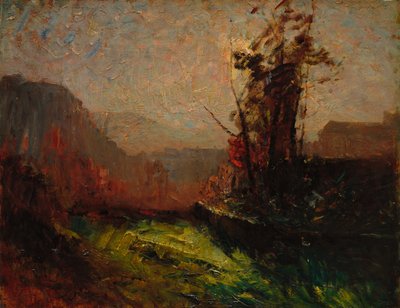 Crémieu, Gezien vanaf Chaillonnette, ca.1867-72 (olieverf op houtpaneel) door Auguste Francois Ravier