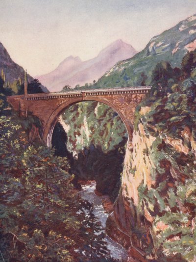 Frankrijk: Le Pont Saint-Sauveur en de Gave de Pau door Auguste Gerardin