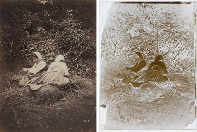 Twee Zittende Boerenmeisjes door Auguste Giraudon