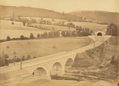 Viaduct over de Rhims, bij Hôpital door Auguste Hippolyte Collard