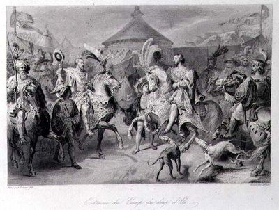 De ontmoeting op het veld van het Gouden Laken, 24 juni 1520, gegraveerd door Millin door Auguste Hyacinthe (after) Debay