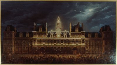 Verlichting van het Stadhuis voor de Koningsdag, 1 mei door Auguste Jean Simon Roux