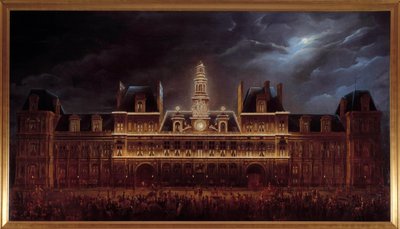 Verlichting van het stadhuis voor het feest van Koning Louis Philippe I (1 mei) door Auguste Jean Simon Roux