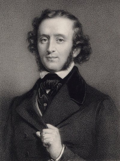 Portret van de pianist en componist Felix Mendelssohn Bartholdy 1809-1847 door Auguste Lemoine