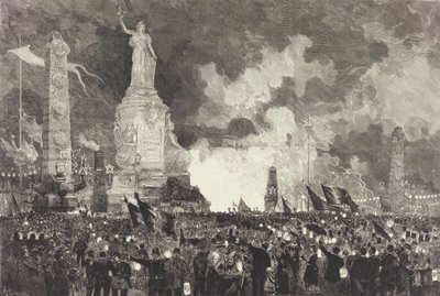 14 juli. Verlichting van het Place de la République door Auguste Lepere