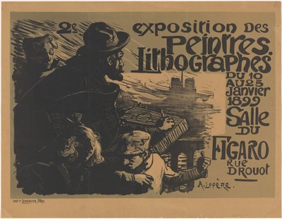Affiche voor de tweede tentoonstelling van de Peintres Lithographes door Auguste Lepere