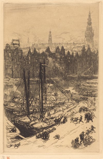 Amsterdam Gezien vanaf Victoria Hotel door Auguste Lepere