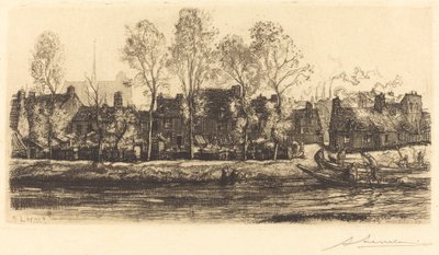 Oevers van de Somme bij Amiens (Bords de la Somme à Amiens) door Auguste Lepere