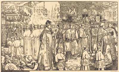 Corpus Christi Processie in Nantes, 1901 door Auguste Lepere