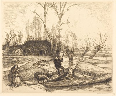 In het overstroomde moeras - De herder door Auguste Lepere