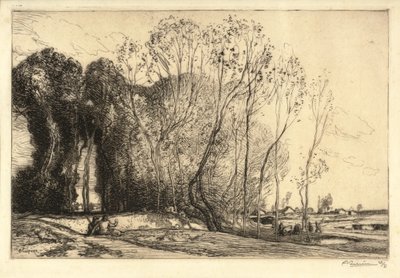 Landschap met twee figuren door Auguste Lepere