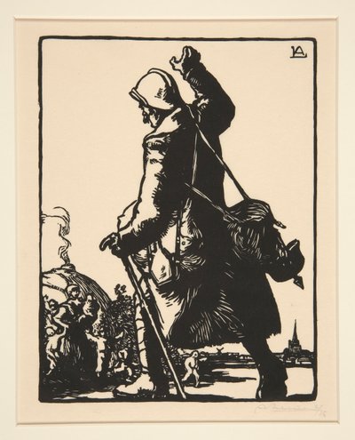 De soldaat met verlof, uit La Guerre de 1914, eerste serie, nr.16 door Auguste Lepere