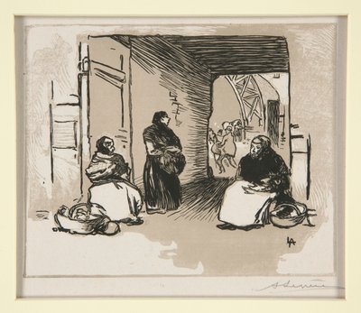 Marchandes au panier, Rue Montorgueil door Auguste Lepere