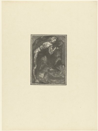 Michelangelo beeldhouwt een slaaf door Auguste Lepere