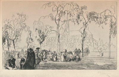 Notre Dame gezien vanaf de Quai Montebello, 1915 door Auguste Louis Lepère