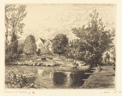 Oude voetbrug, oevers van de Kleine Morin door Auguste Lepere