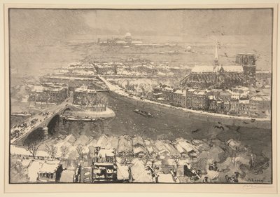 Parijs onder sneeuw, gezien vanaf de top van St. Gervais door Auguste Lepere