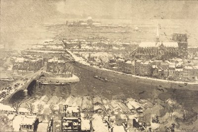 Parijs onder sneeuw, uitzicht vanaf St.-Gervais door Auguste Lepere