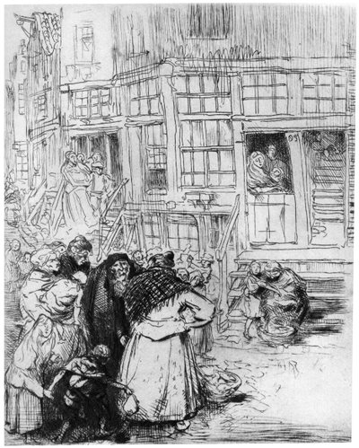 Joodse Wijk in Amsterdam, ca. 1870-1910 door Auguste Louis Lepère