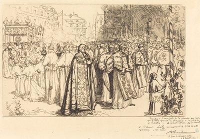 Terugkeer van de Processie naar de Kathedraal van Nantes door Auguste Lepere